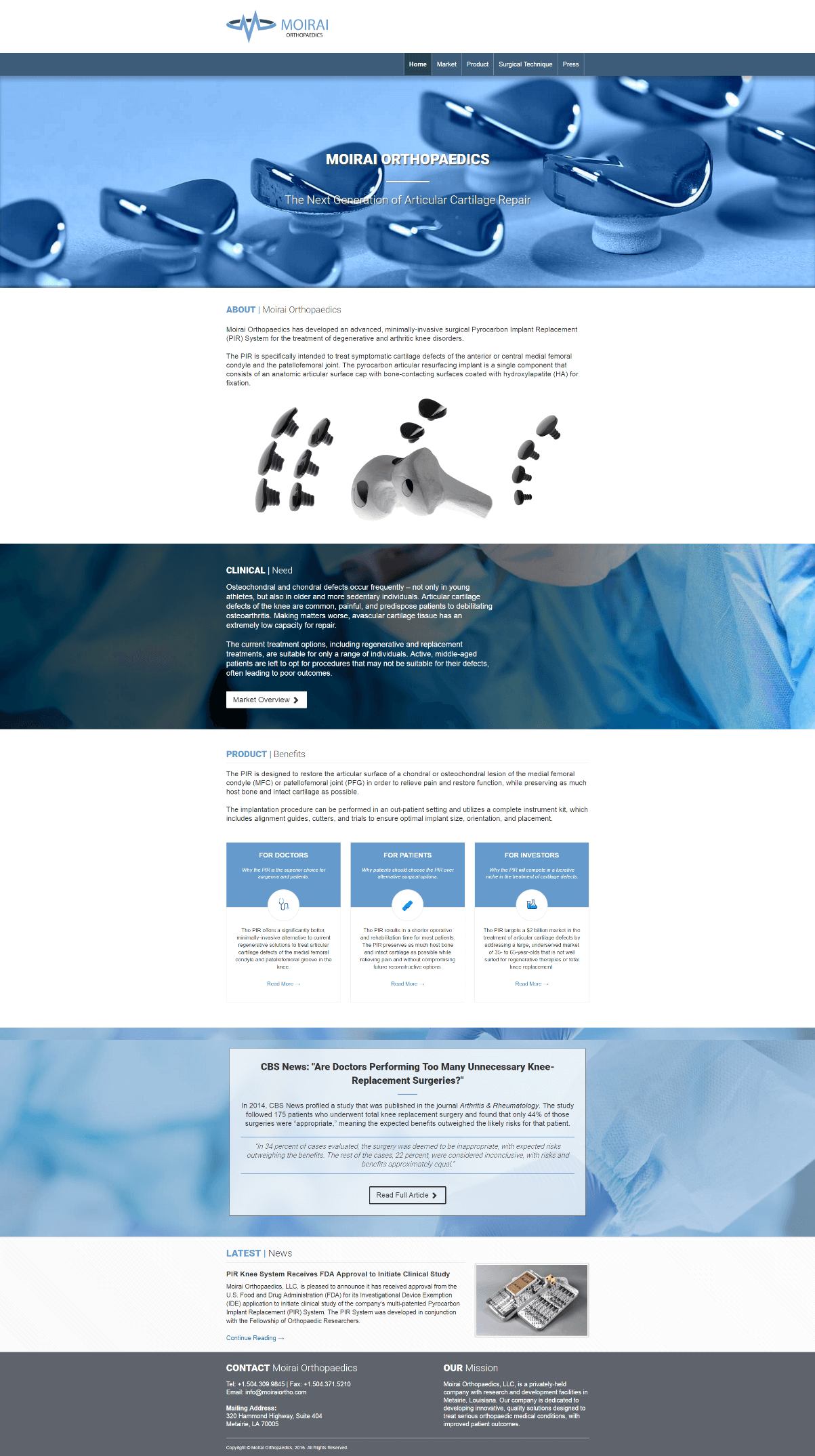 Homepage for Moirai Orthopaedics