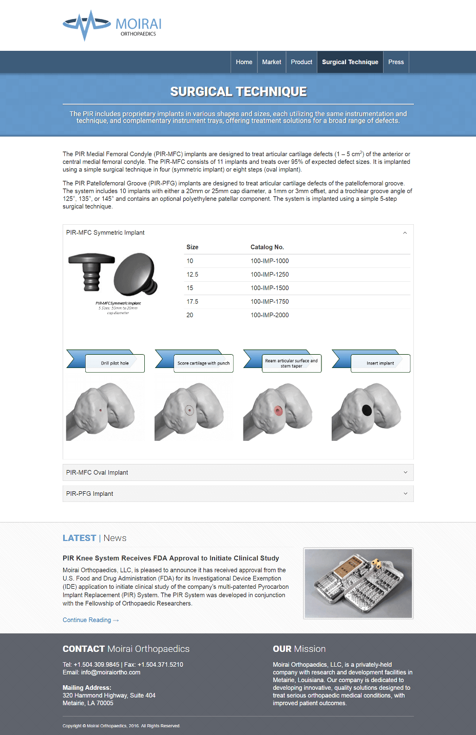 Surgical page for Moirai Orthopaedics