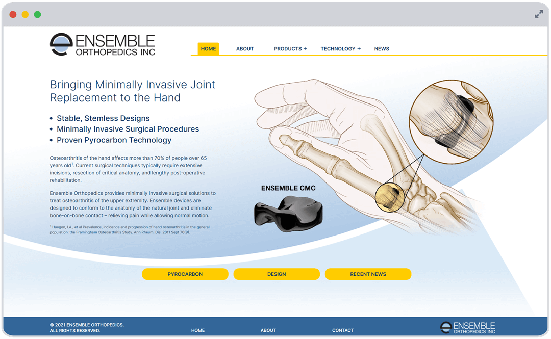Ensemble Orthopedics website