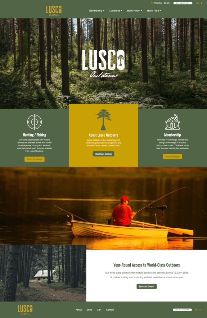 Lusco Outdoors homepage screenshot
